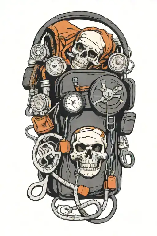 EMT bag with a stethoscope bandage scissors and gloves draped over the bag  tattoo design idea