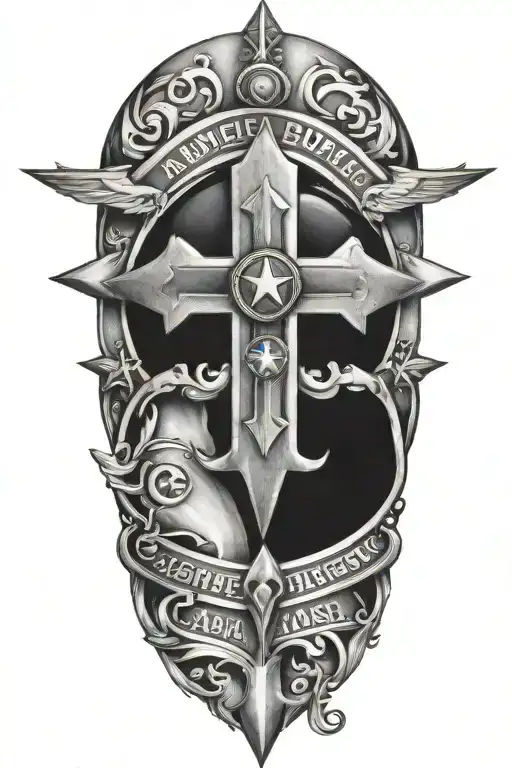 realistic ambulance star cross tattoo design idea