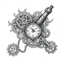 Clock with intricate gears and hands, incorporating medical symbols like a stethoscope or EMT badge tattoo design idea