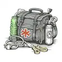 EMT bag with a stethoscope bandage scissors and gloves draped over the bag  tattoo design idea