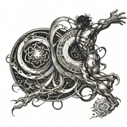 An atlas holding up a swirling vortex of chaos tattoo design idea