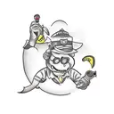 "I did it for the free banana" with cartoon banana  tattoo design idea