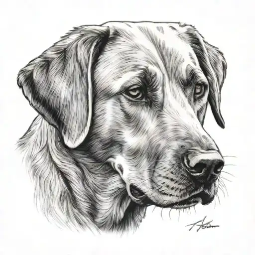 labrador profile tattoo design idea
