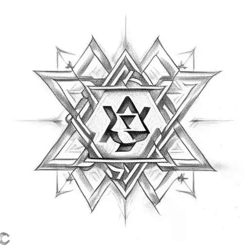 star of david, letter c and letter o tattoo design idea