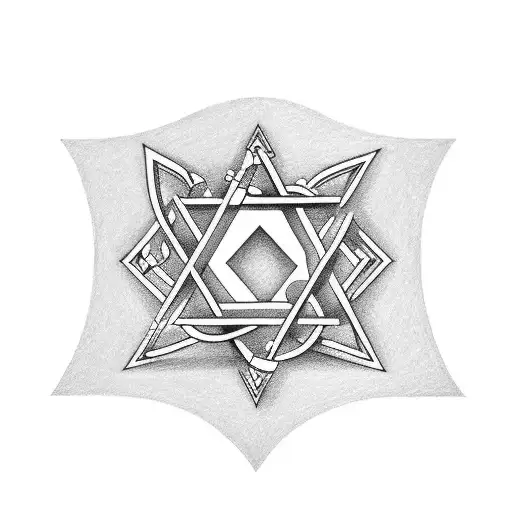 star of david, libra symbol, letter c and letter o tattoo design idea