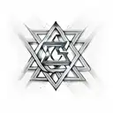 star of david, letter c and letter o tattoo design idea