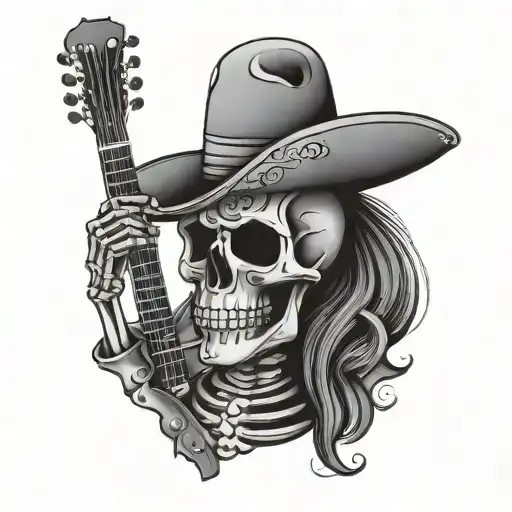 Mexican mariachi skeleton tattoo design idea