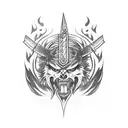 samurai sword mit flames tattoo design idea