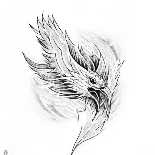 Incorporate dotwork patterns into a tribal phoenix tattoo on the forearm tattoo design idea