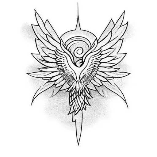 Incorporate elements of tribal patterns into a majestic phoenix design tattoo design idea