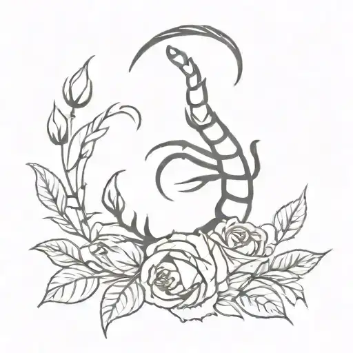 scorpion with roses with thorns tattoo design idea