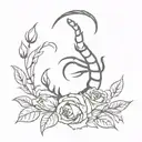 scorpion with roses with thorns tattoo design idea