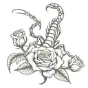 scorpion with roses with thorns tattoo design idea