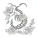 scorpion with roses with thorns tattoo design idea