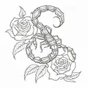 scorpion with roses with thorns tattoo design idea