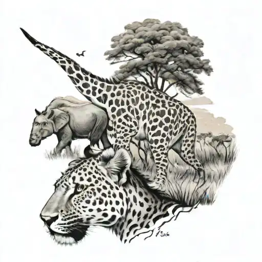 safari hunt tattoo design idea