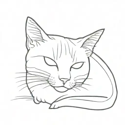 cat outline tattoo design idea