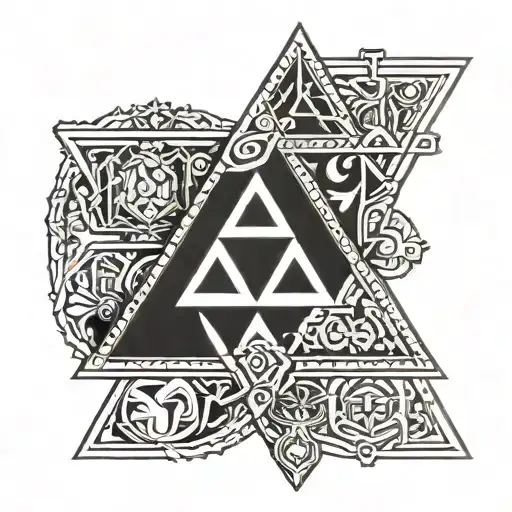 Zelda triforce with initials R, D and J. J on Power, R on wisdom and D on courage tattoo design idea