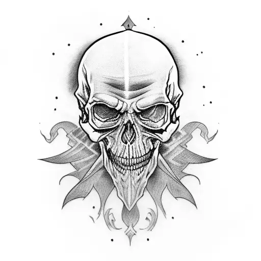 wizard wearing a robe skull  tattoo design idea