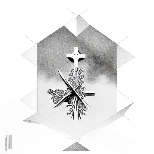 christian cross, kayak paddle, tree tattoo design idea