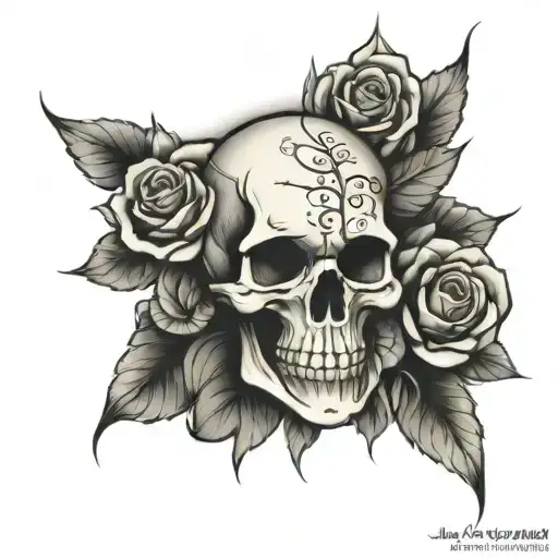 skull and rose sleeve tattoo tattoo design idea