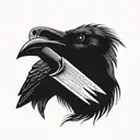 A crow holding a chef's knife in its beak open mouth tattoo design idea