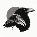 A crow holding a chef's knife in its beak open mouth tattoo design idea