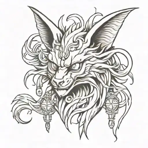 kurama breaking out of skin 3d effect tattoo design idea