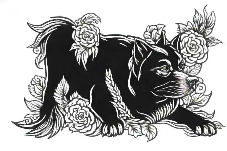 dog Birds Eye view tattoo design idea