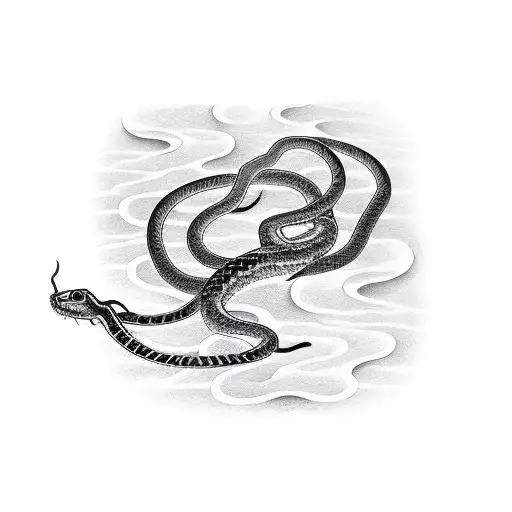 snake around katana sword tattoo design idea