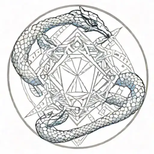 a diamond with three Greek gods face on it one cobra tattoo design idea