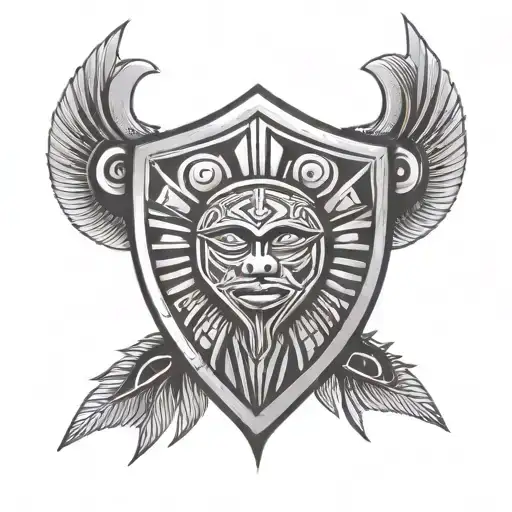 african tribal warrior shield adorned tattoo design idea