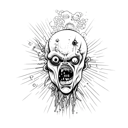 mutant zombie tattoo design idea