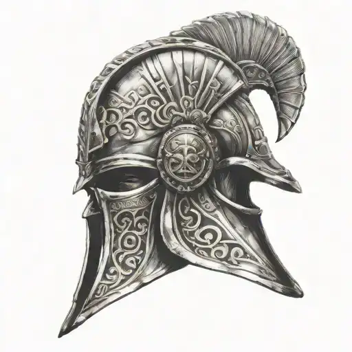 gladiator helmet adorned tattoo design idea