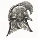 gladiator helmet adorned tattoo design idea