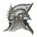 gladiator helmet adorned tattoo design idea