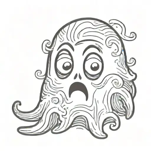 ghost doodle with frowny face tattoo design idea