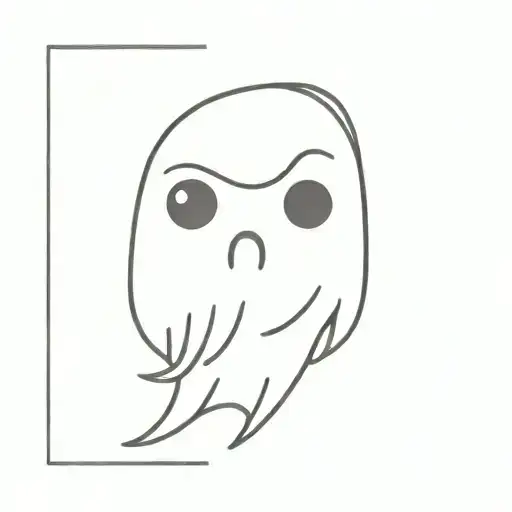 ghost doodle with frowny face tattoo design idea