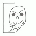 ghost doodle with frowny face tattoo design idea