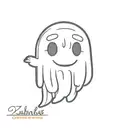 ghost doodle with frowny face tattoo design idea