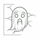 ghost doodle with frowny face tattoo design idea