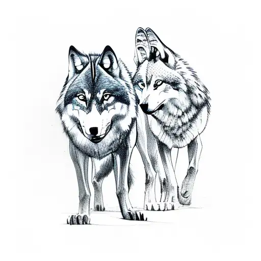 Wolf Father and son tattoo design idea
