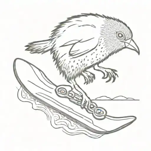 a kiwi bird riding a snow board tattoo design idea