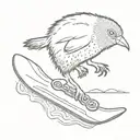 a kiwi bird riding a snow board tattoo design idea