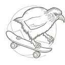 a kiwi bird riding a snow board tattoo design idea