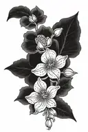 primrose & violet flower intertwined tattoo design idea