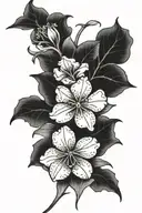 primrose & violet flower intertwined tattoo design idea