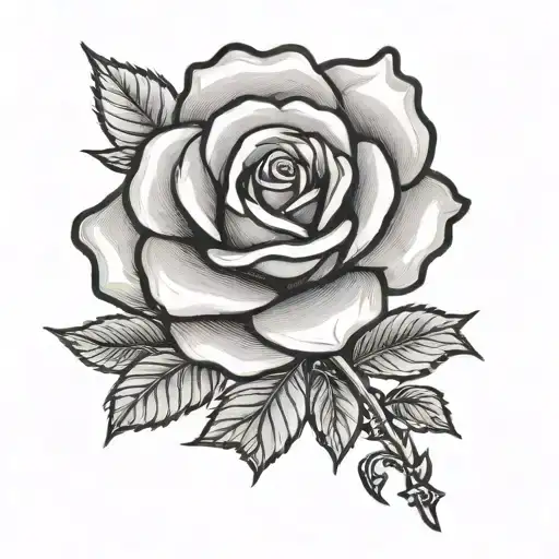 small cross rose tattoo design idea
