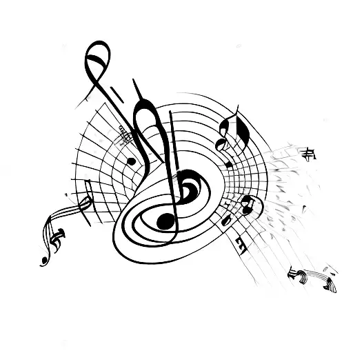 single wild rose and a music note tattoo design idea