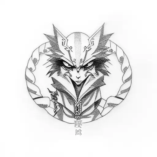 a band with anime quote in greek tattoo design idea